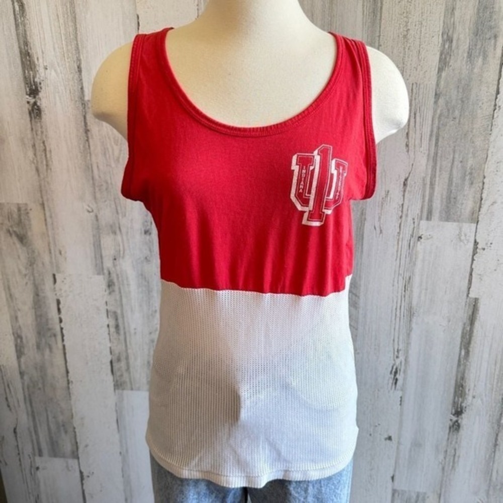 Vintage Indiana University Cropped Mesh Tank Top – Red and White,‎ IU Spiritwear